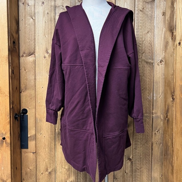 FLX XXL Cozy Hooded Sweatshirt Long Cardigan Longline Plus Size Layering - Picture 3 of 8